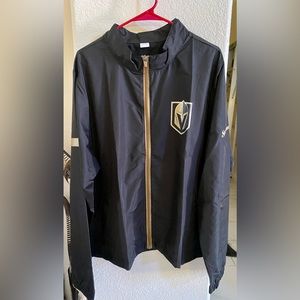 Men's Black Windbreaker with Gold Trim and Team Crest